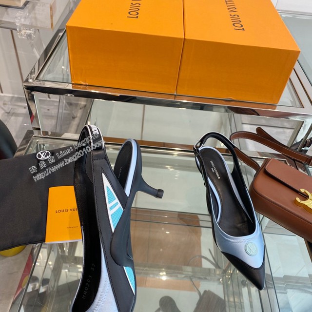 LV路易威登2022專櫃新款爆款拼色女士單皮鞋涼鞋尖頭單鞋 dx2991